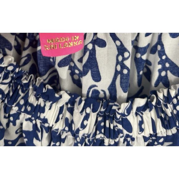 LILLY PULITZER NEVIE OFF-THE-SHOULDER TOP *KRILLIN IT* OYSTER BAY BLUE WHITE - Picture 6 of 9